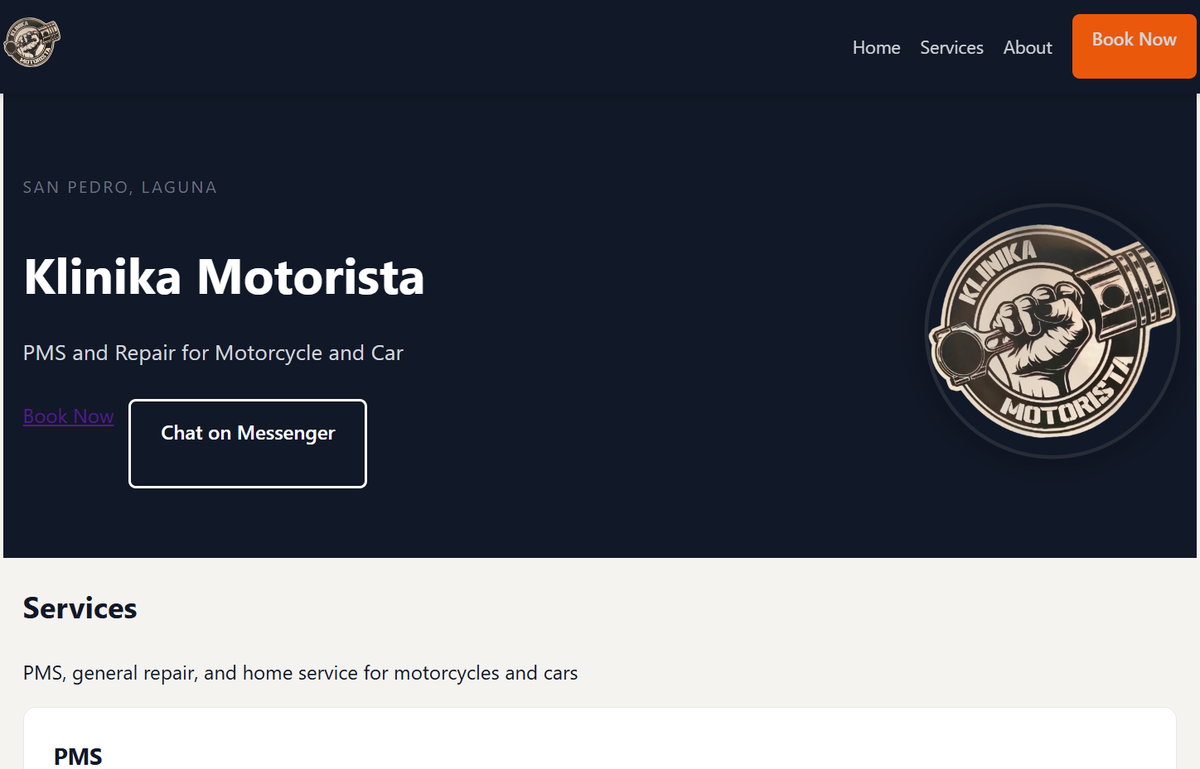 Business website screenshot